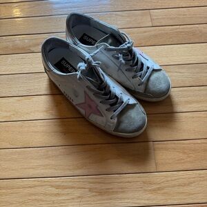 Golden Goose White and Pink Athletic Shoes
